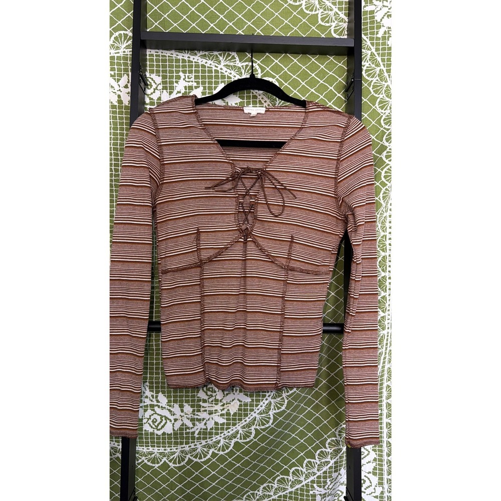 Gilded Intent Lace Up Ribbed Top 🤎 Whimsigoth Indie